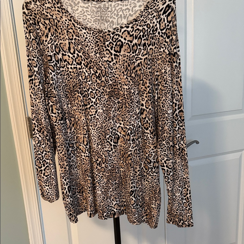 Chico's Animal Print Blouse - Tan and Black